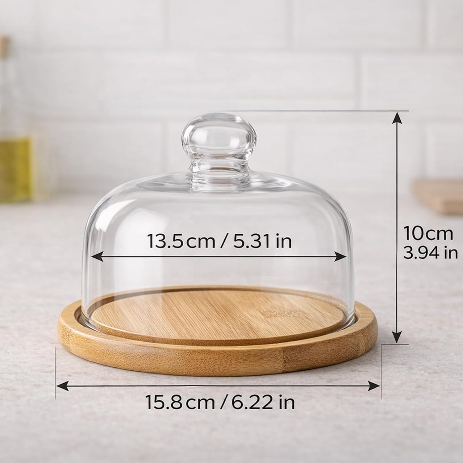 Glass Dessert Dome with Base - Image 2
