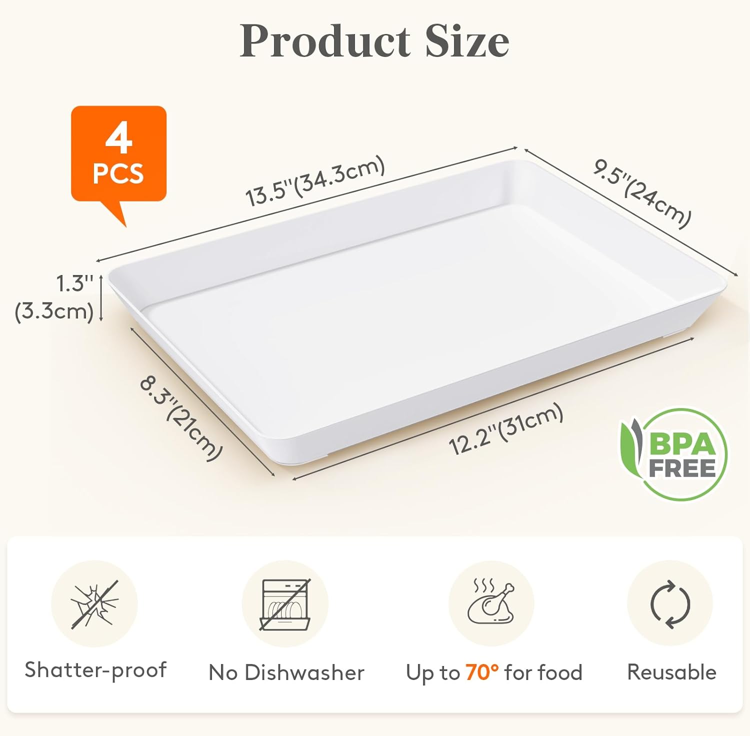 4 Pcs Serving Tray for Party - Image 2