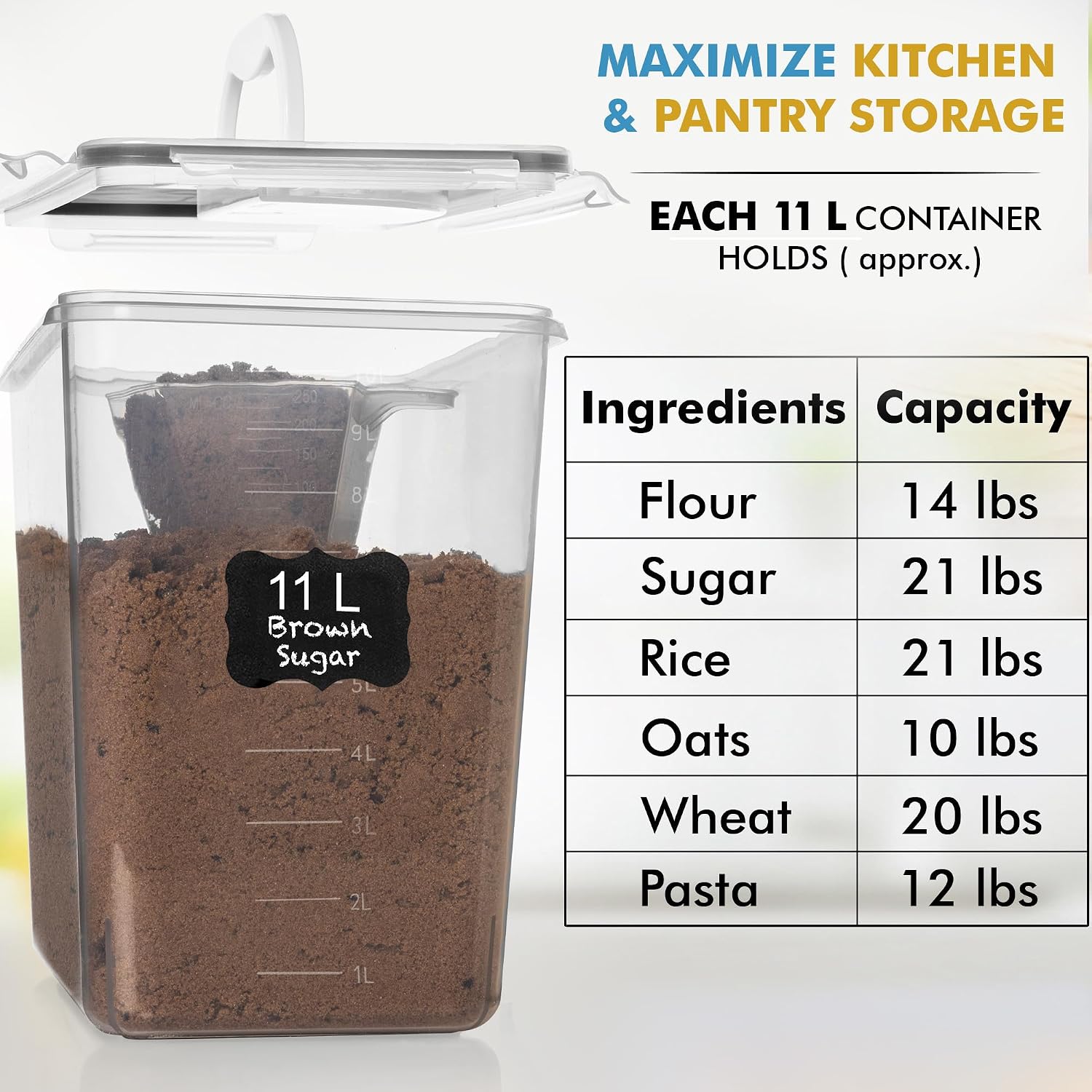 2 PC (11L | 372 oz) Flour Sugar Storage Containers - Image 4