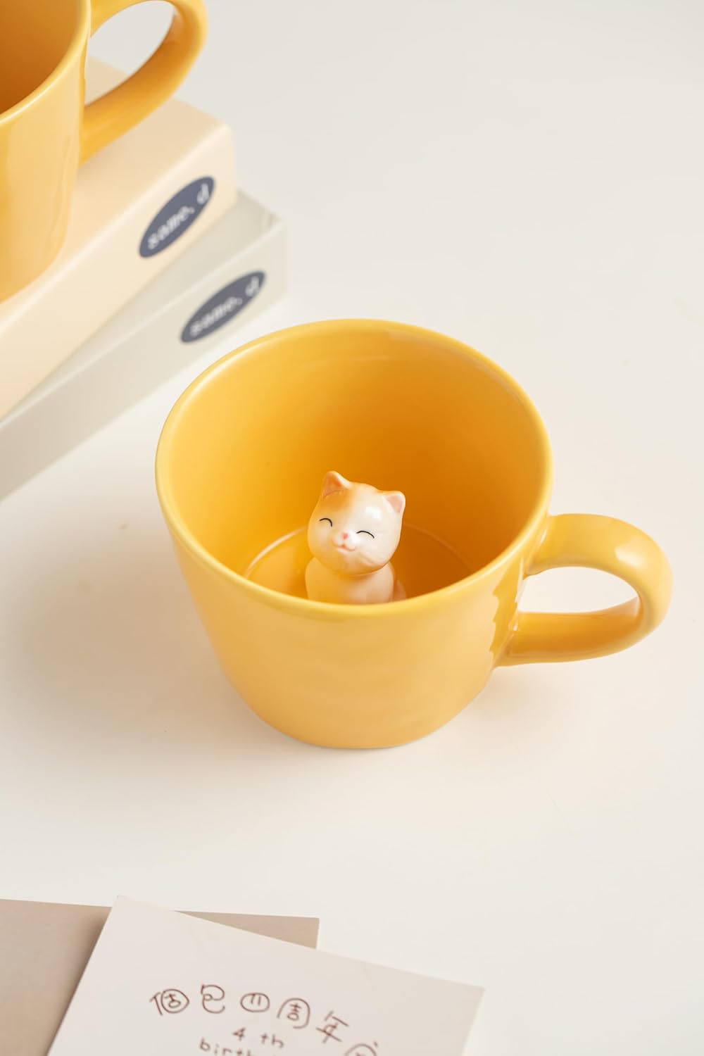 Cat Coffee Cup Hidden Ceramic Animal Inside Mug(yellow) - Image 2