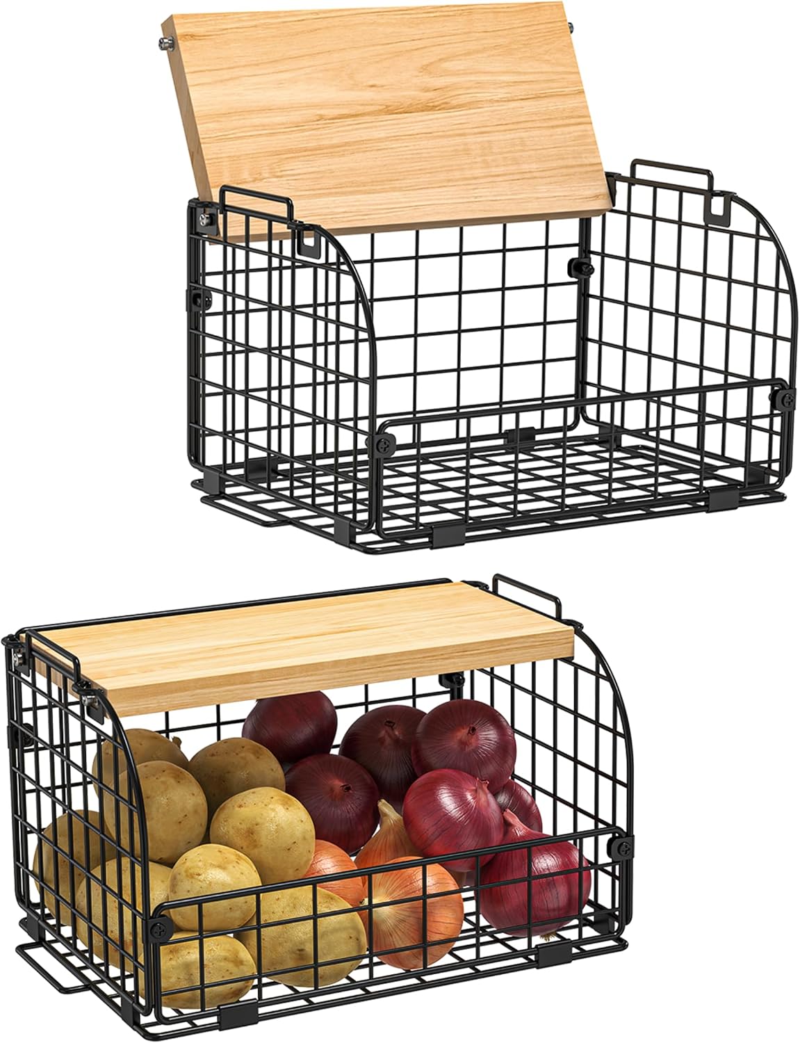 2 Set Stackable Wire Basket