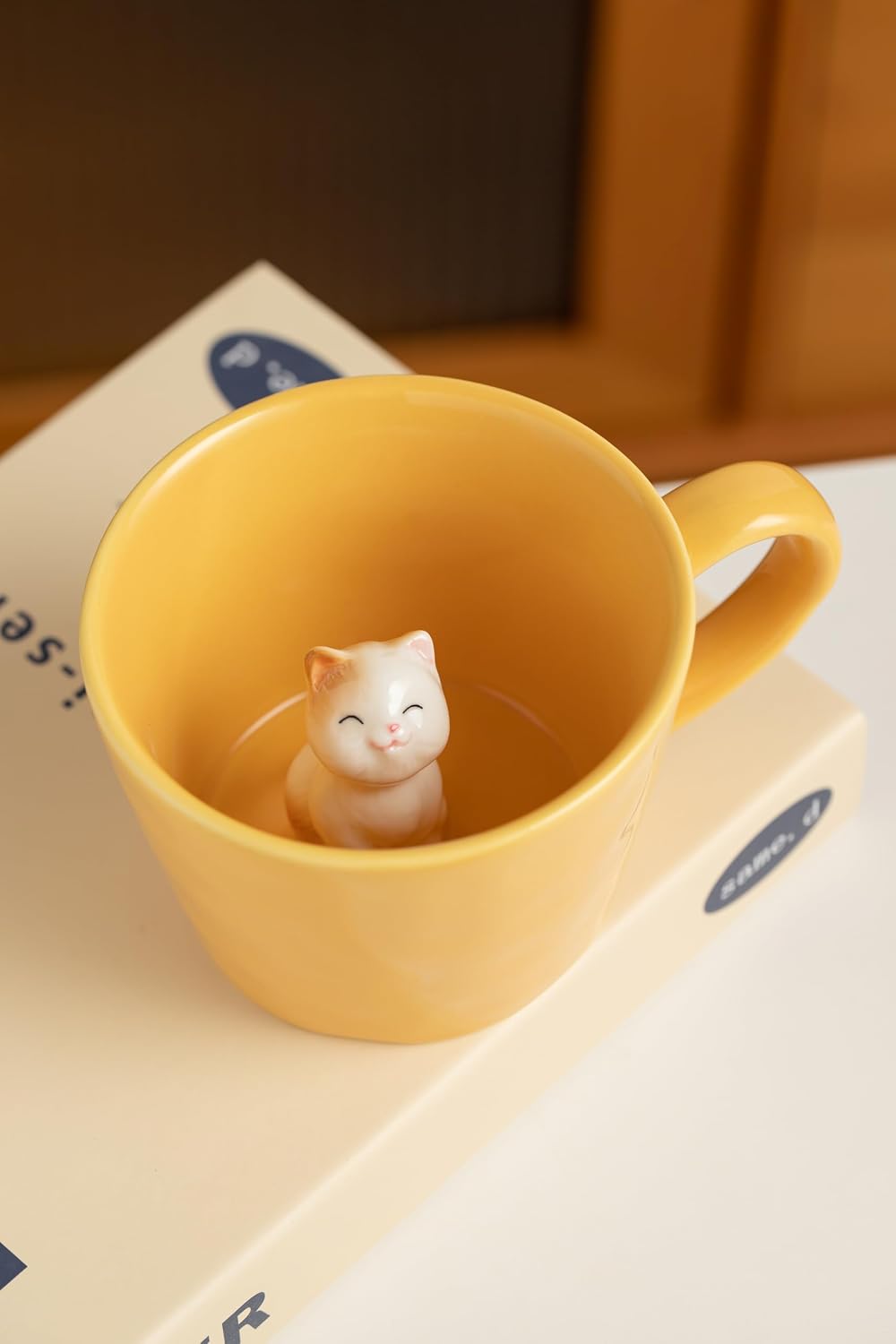 Cat Coffee Cup Hidden Ceramic Animal Inside Mug(yellow) - Image 3