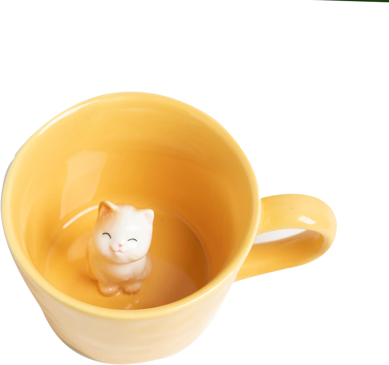 Cat Coffee Cup Hidden Ceramic Animal Inside Mug(yellow)