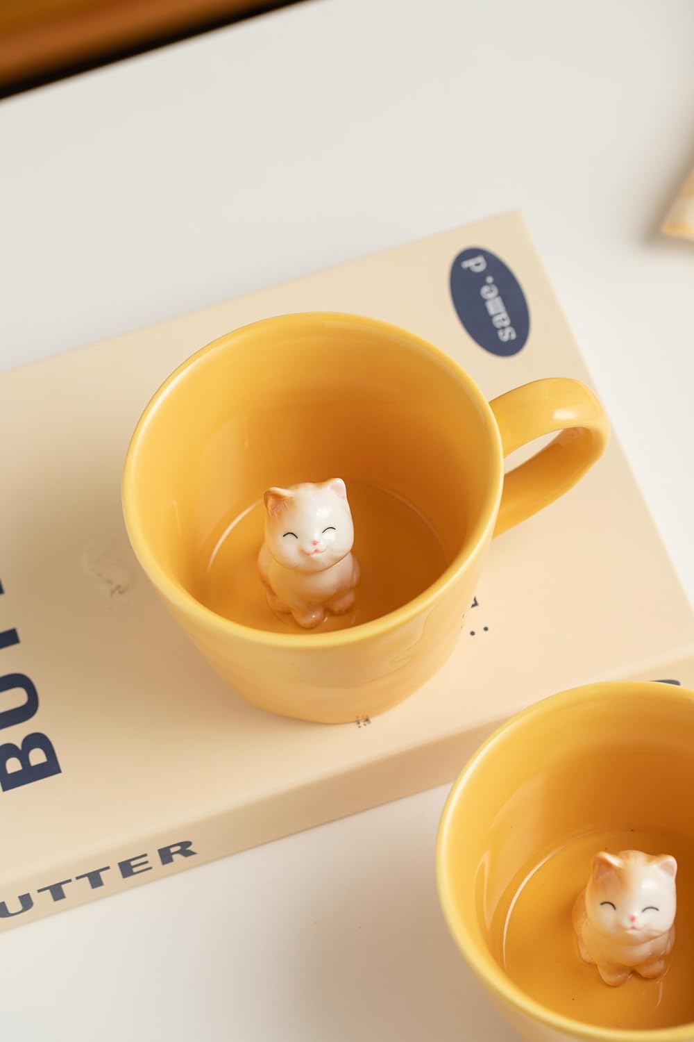 Cat Coffee Cup Hidden Ceramic Animal Inside Mug(yellow) - Image 5