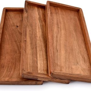 Acacia Wood Rectangular Wooden Platters (Set of 3)