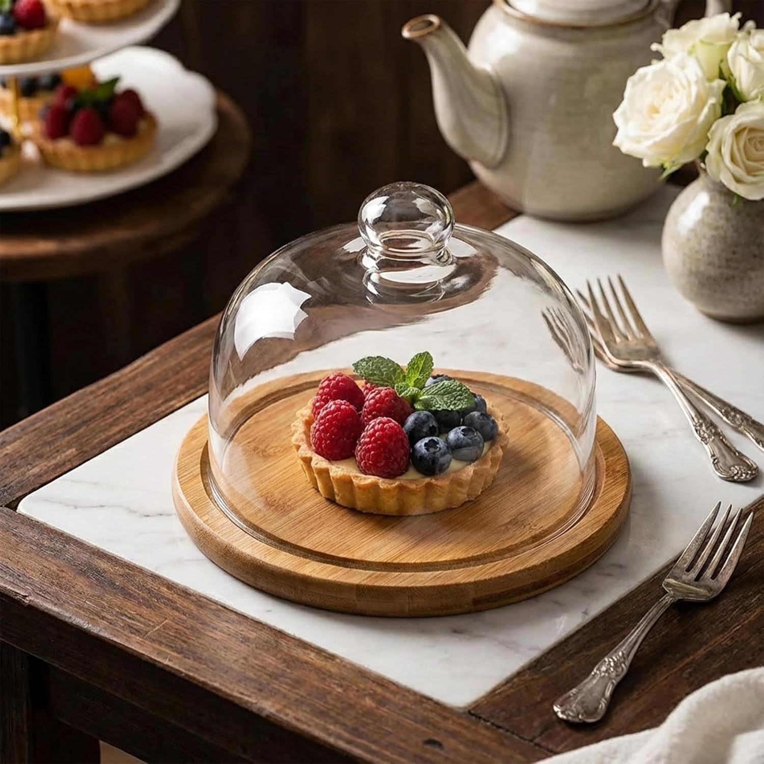 Glass Dessert Dome with Base - Image 5