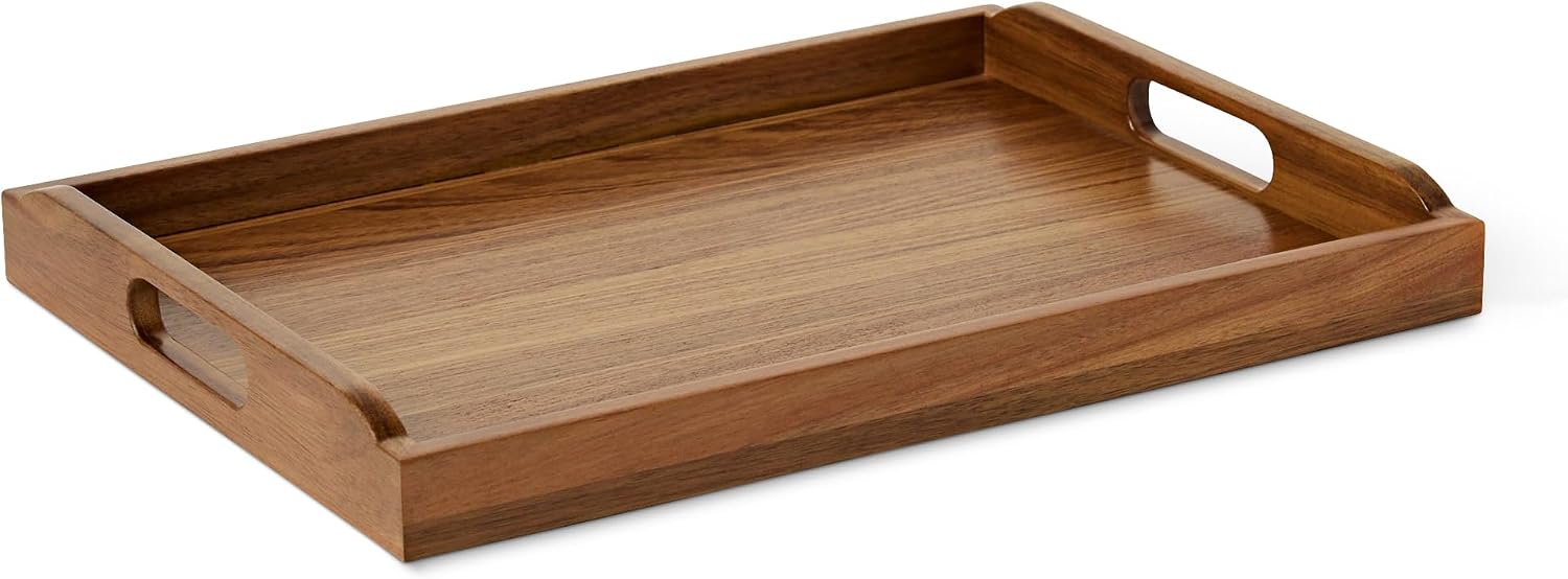 17" x 12" Acacia Wood Decorative Tray Platter