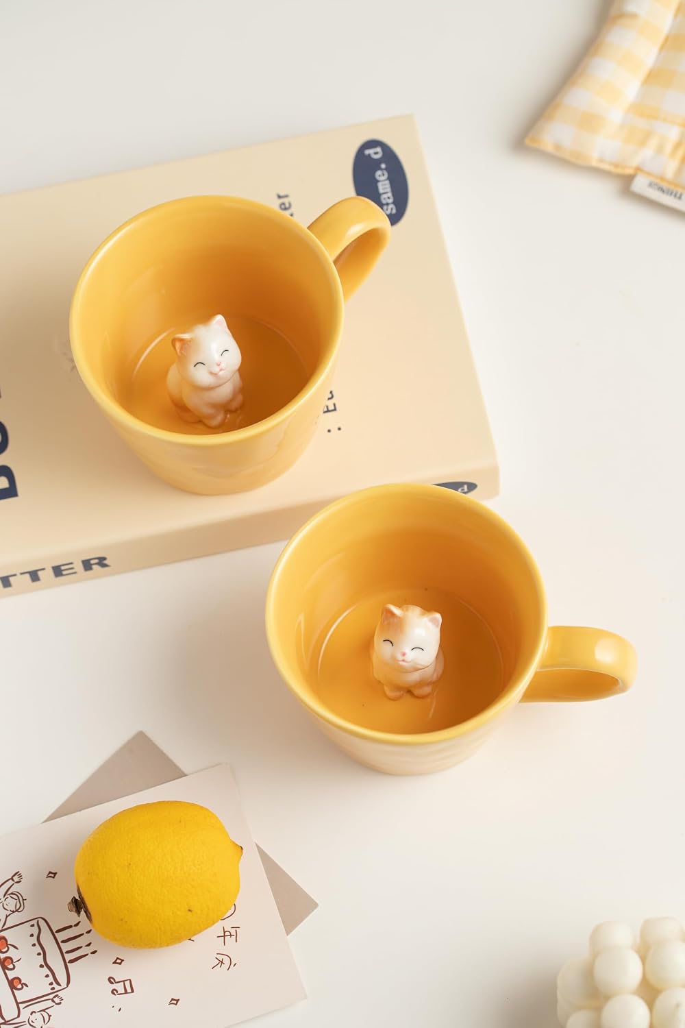 Cat Coffee Cup Hidden Ceramic Animal Inside Mug(yellow) - Image 8
