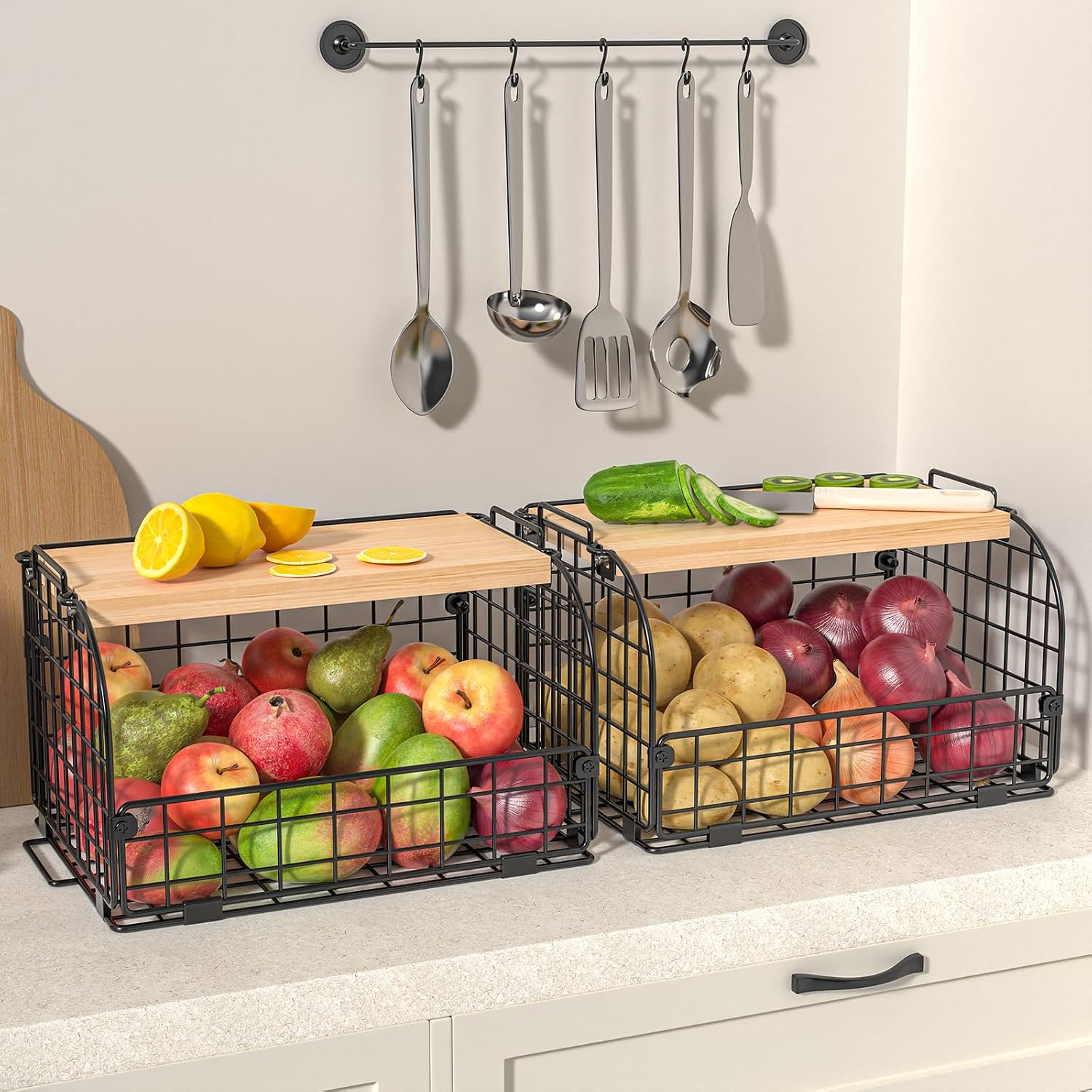 2 Set Stackable Wire Basket - Image 7