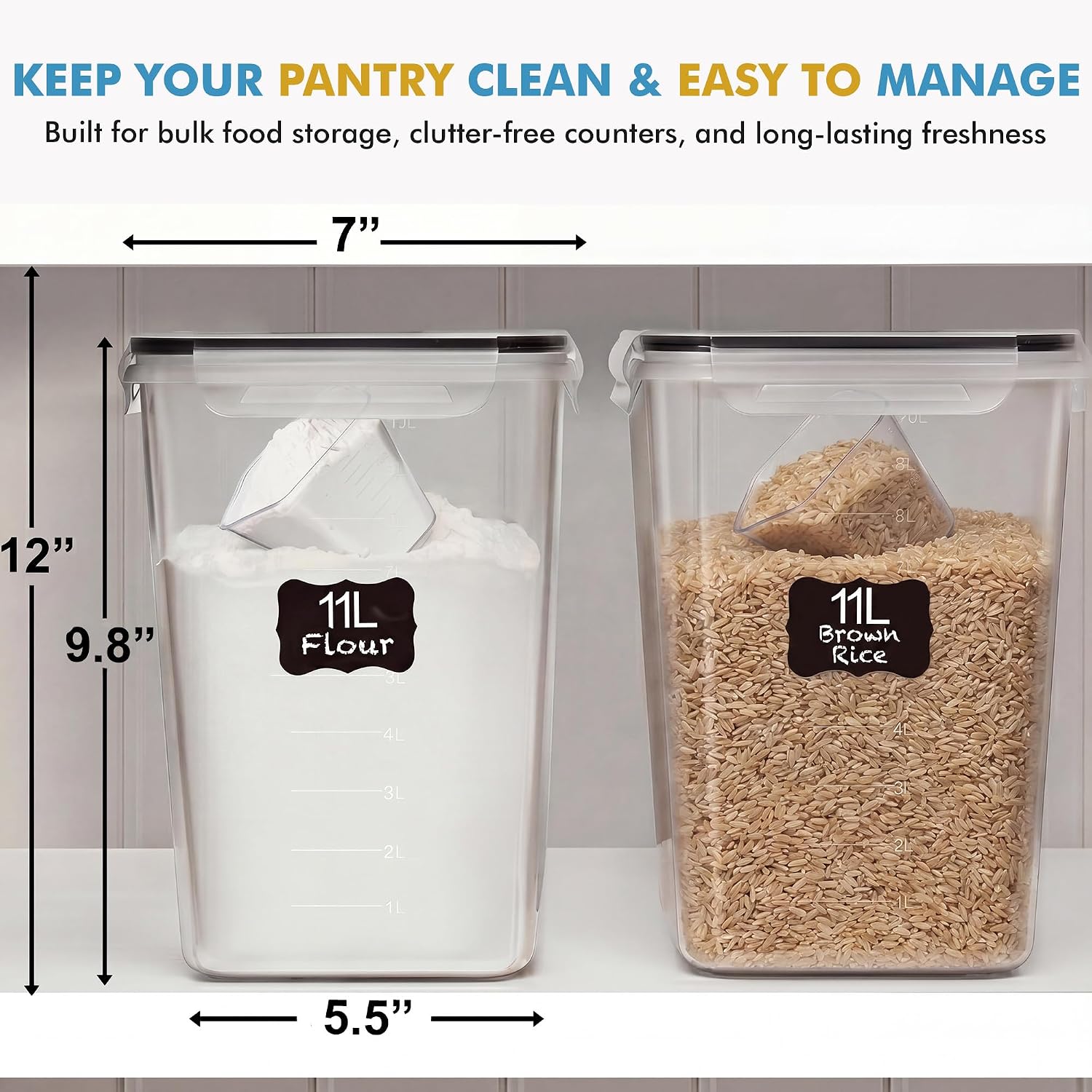 2 PC (11L | 372 oz) Flour Sugar Storage Containers - Image 5